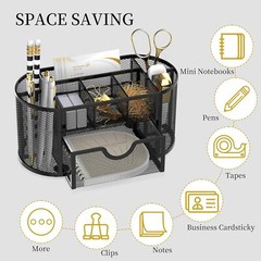 SUPEASY Mesh Desk Organizer, Accessories & Workspace Obsidian Black