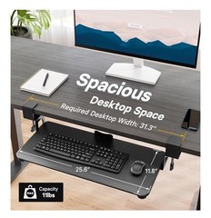 BONTEC KMT01 Under Desk Keyboard Tray, Pull-Out Keyboard & Mouse Platform