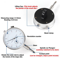 Dial Indicator with Magnetic Base and Point Precision Inspection KIT 0.001 Inch