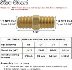 1/8 NPT Solid Brass Nipples – Heavy-Duty Pipe Adapter Fittings, 4-Pack