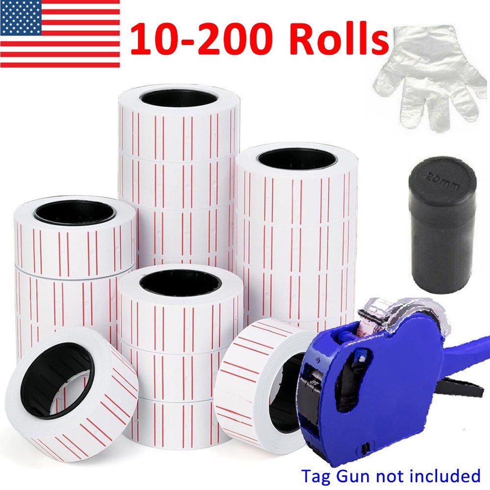Price Tag Gun Sticker Red line 600 Labels per Roll Refill Ink Roller For MX-5500