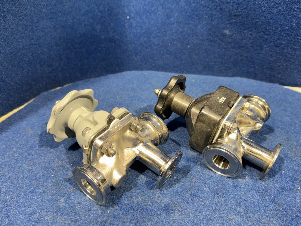 Lot of 2 ITT Dia-Flo 1819 1in CF3M 3-Port Sanitary Diaphragm Valve