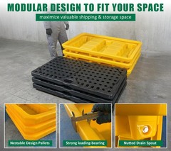Low Profile 2 Drum Spill Containment Pallet with Drain – 2645 Lbs Capacity