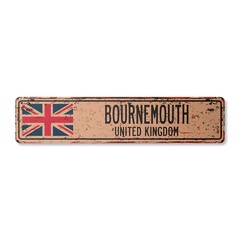 BOURNEMOUTH UNITED KINGDOM Vintage Street Sign British Britons Brits flag city