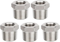 5PCS Stainless Steel Hex Bushing Reducer 1/2″ NPT to 1/4″ NPT