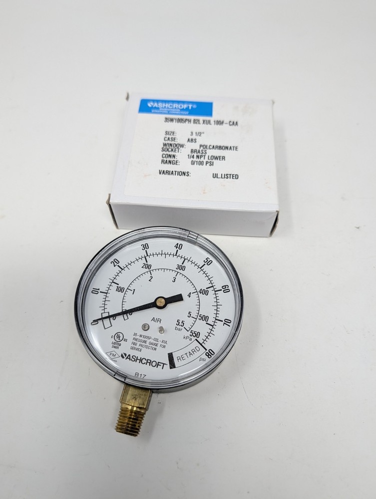 Ashcroft 35W1005PH 02L XUL 100# CAA Commercial Air Pressure Gauge 0-100PSI