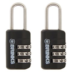 (2-Pk) BRINKS 3-Dial Resettable Combination Zinc Diecast Sport Padlock 22mm Body