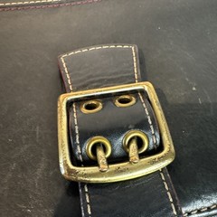 Vtg FRANKLIN COVEY Classic Black Full Grain Leather Planner Cover Brass Buckle