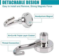 20 pcs Magnetic Hooks 25lbs+ Neodymium Rare Earth With 3 Layers Ni Super Strong