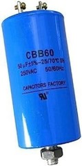 CBB60 Run Capacitor 50uF 250V AC 50MFD 250VAC Blue 43x84mm 25/70/21 W Fixing