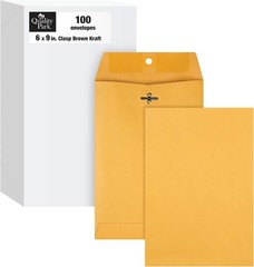 Quality Park 6 X 9 Clasp Envelopes, Clasp and Gummed Closures, QUA37855