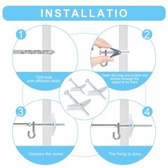 Heavy Duty Hollow Wall Anchors for Drywall Ceiling 1/8in, 3/16in, 1/4in