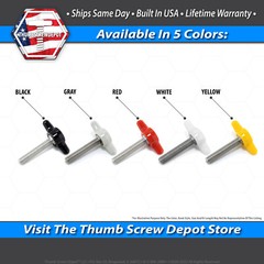 #10-32 x 1/2″ Thumb Screw Stainless Steel – Red Tee / Wing Knob – USA