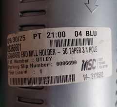 End Mill Holder, NMTB50 Taper, 3/4″ Hole Dia