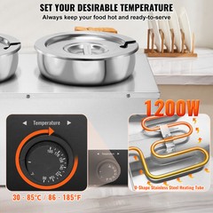 2*7.4Qt Pot Soup Warmer Commercial Soup Station Kettle Warmer Bain Marie