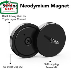 LOVIMAG Strong Neodymium Cup Magnets, 3 Sizes, 12Pcs Black Heavy Duty with Count
