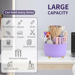 360 Rotating Pen and Pencil Holder Desk Organizer 5 Slots for Office School
