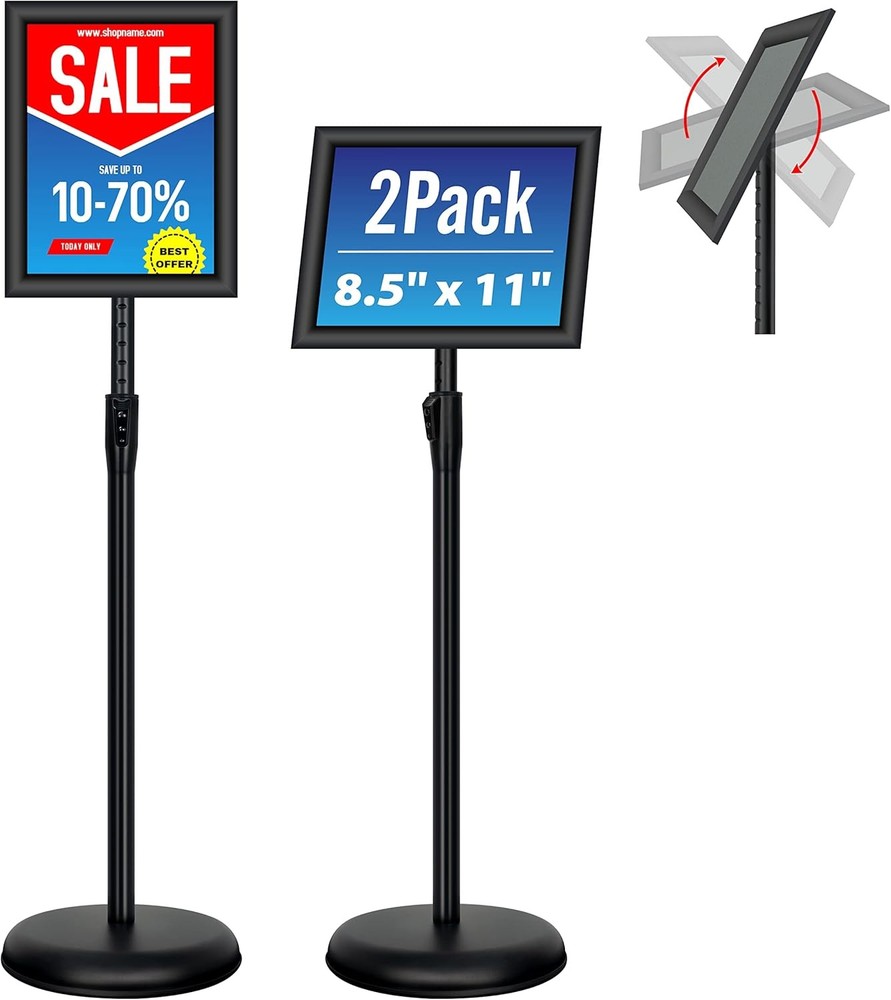 2Pack Heavy Duty Adjustable Poster Sign Stand 8.5×11 Inch Floor Display Holder