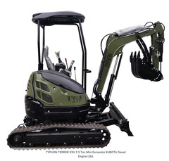 TYPHON 2.5 Ton Mini Excavator KUBOTA Diesel Engine USA w 14 attachments