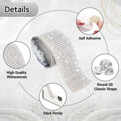 7 Rolls Rhinestone Strips Rhinestone Ribbon Self Adhesive Adhesive Rhinestone…