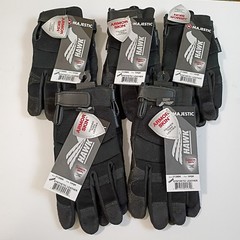 5 Pair Majestic Armor Skin Hawk Gloves 2139BK LG Synthetic Leather Mechanic Work