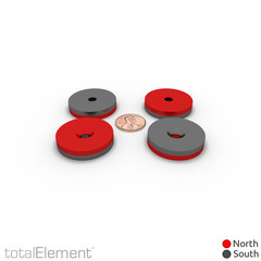 1.25 x 1/4 Inch Neodymium Rare Earth Countersunk Ring Magnets N52 (2 Pack)