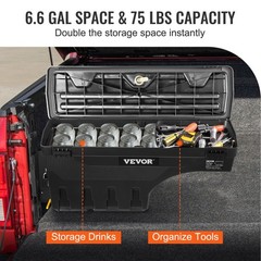 Truck Bed Storage Box,Lockable Swing Case w/Password Padlock,6.6 Gal/25 L ABS Wh