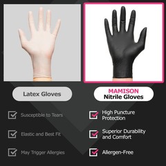 MAMISON Black Nitrile Disposable Gloves, Medium(Pack of 100),