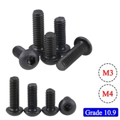 M3 M4 Allen Hex Socket Button Head Screws Bolts 3-50mm Grade 10.9 Steel DIN 7380