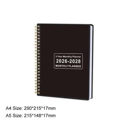 A4 A5 2026-2028 3 Year Monthly Planner Calendar Goals Agenda Notebook