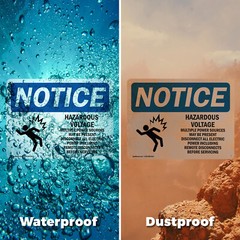(2 Pack) Hazardous Voltage Multiple Power OSHA Notice Sign Decal Metal Plastic