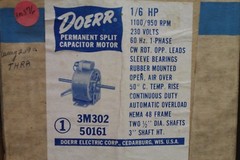 DOERR Split Capacitor Motor – 1/6HP – 230V – 1100/950RPM NEMA 48 FRAME – 3M302