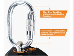 Self Retracting Lifeline 50FT Fall Protection Retractable Lanyard, Class 1 SRL