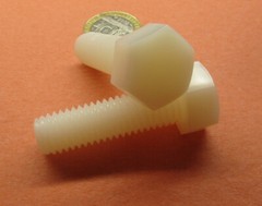 Tap Bolt, FT, Nylon, Metric, Natural M12x 1.75 x 40 mm Length, 10 pc