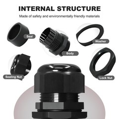 24 PCS 1/2 Inch NPT Black Adjustable Cable Glands IP68 Waterproof