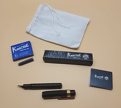Kaweco Classic Sport Fountain Pen Black Nib Medium Royal Blue Ink 7 Cartridges