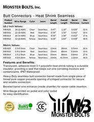 Heat Shrink Butt Crimp Connectors, Waterproof Electrical Terminals, MonsterBolts