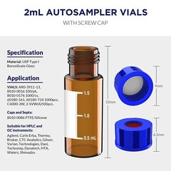 1000PCS 2ml Amber/Clear Sample Vials+Caps Screw Thread Top HPLC GC Glass Bottle