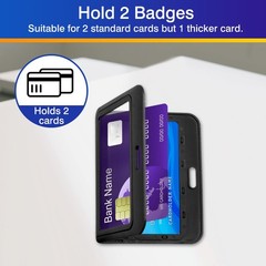 3-Pack Horizontal Hard Plastic ID Badge Holders – Double-Sided Black