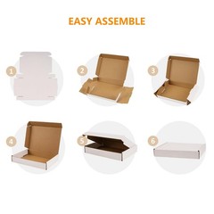 50 Pack 9x6x2 Shipping Boxes, White Corrugated Cardboard Packaging Box for Small
