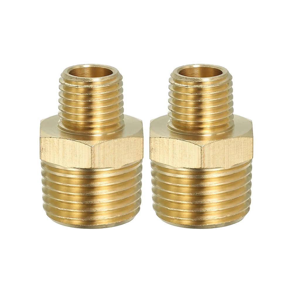 Brass Hex Nipple Pipe Fitting, 2 Pack 1/2″ NPT x 1/4″ NPT Male Couplings