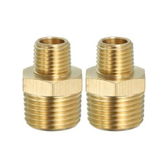 Brass Hex Nipple Pipe Fitting, 2 Pack 1/2″ NPT x 1/4″ NPT Male Couplings