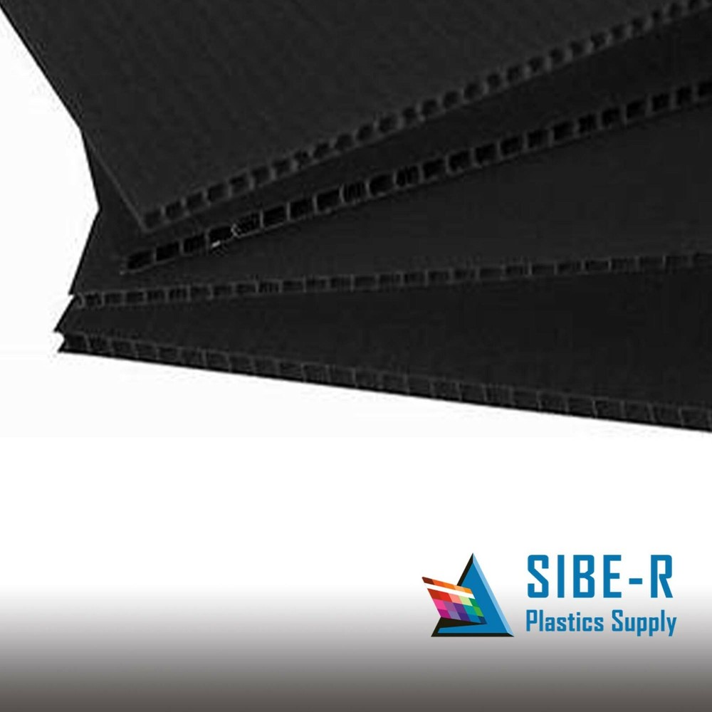 (4 Pack) 4mm Black 24″ x 36″ Corrugated Plastic Coroplast Sheets Sign Vertical^