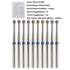 Multi-Use High Speed Diamond Burs Long Round Ball Burr Surgical FG 801/023C