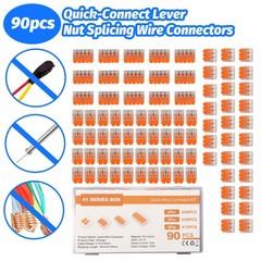 90Pcs For Wago 221 Lever Nuts Compact Splicing Wire Connectors – 2/3/5 Terminal