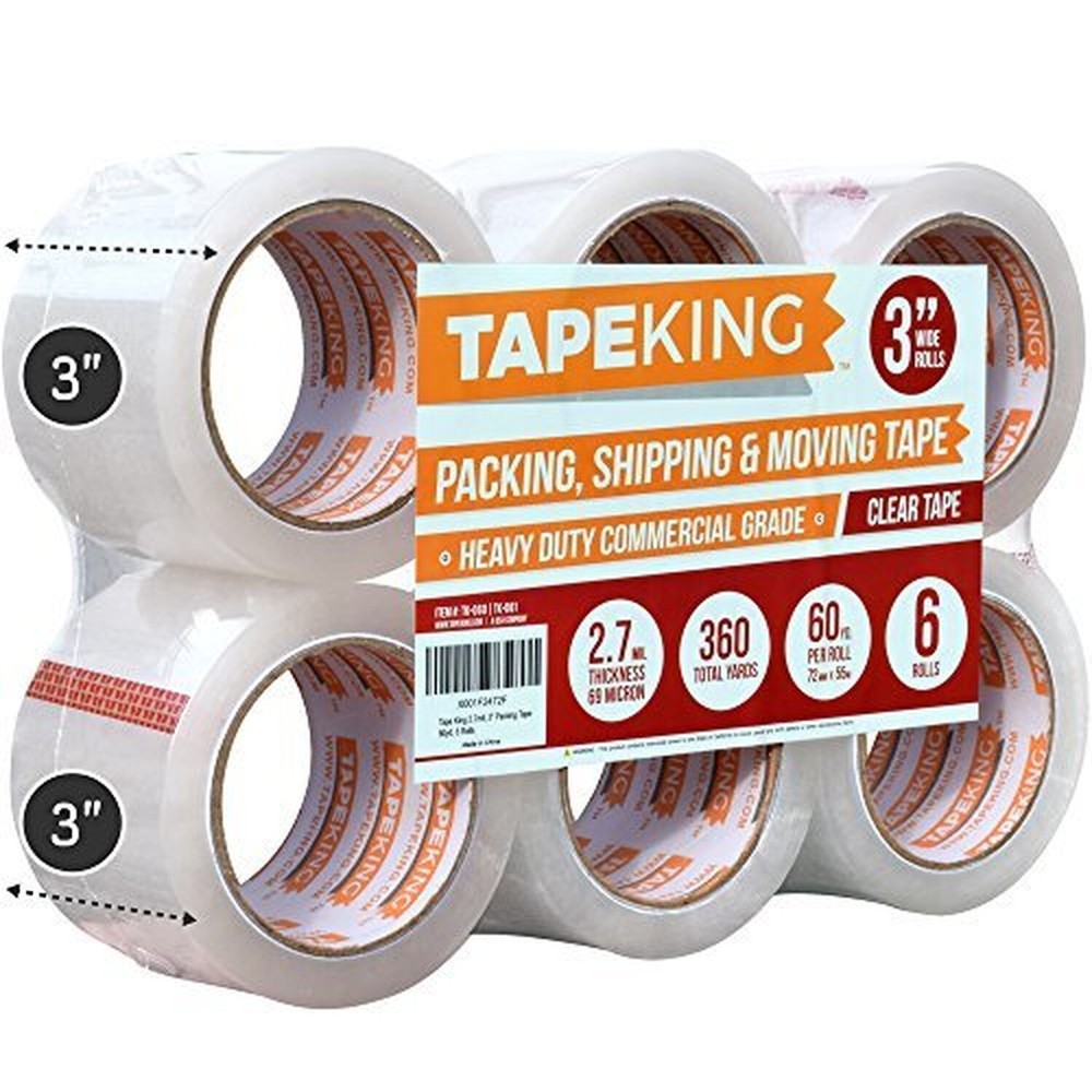 Tape King Clear Packing Tape 3 Inch Wide (2.7mil Thick) – 60 Yards Per Refill…