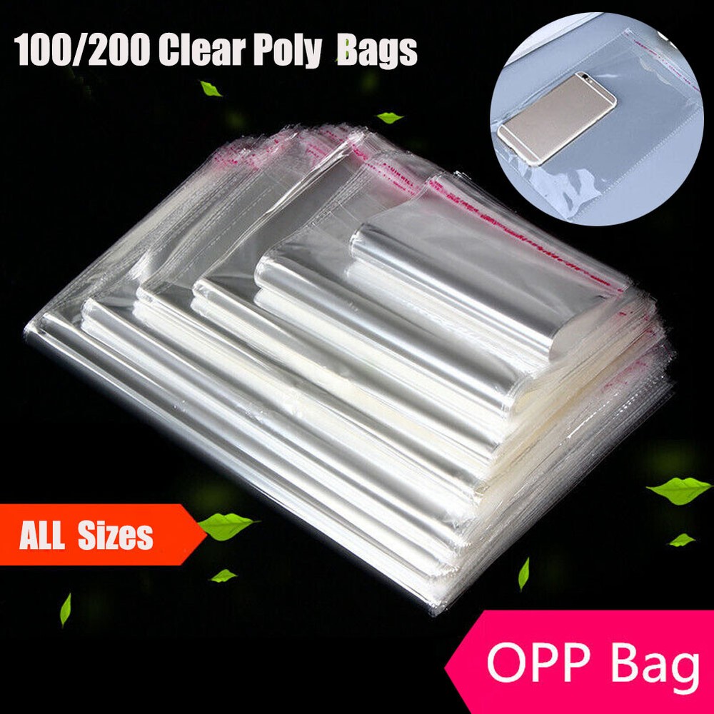 Clear Self Adhesive OPP Bags Cellophane Tape Peel Poly Seal Plastic Packing Bags