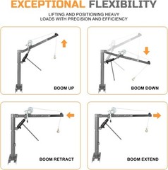 1100 lbs Pickup Truck Crane Hoist Crane 360° Swivel Hoist Lift with Manual Winch