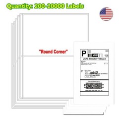 200-20000 8.5×5.5 Shipping Labels Half Sheet Self Adhesive Round Corner Laser US