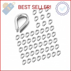 YAMASO 50pcs 1/16″ M2 Stainless Steel Thimble for Diameter Wire Rope Cable Thimb